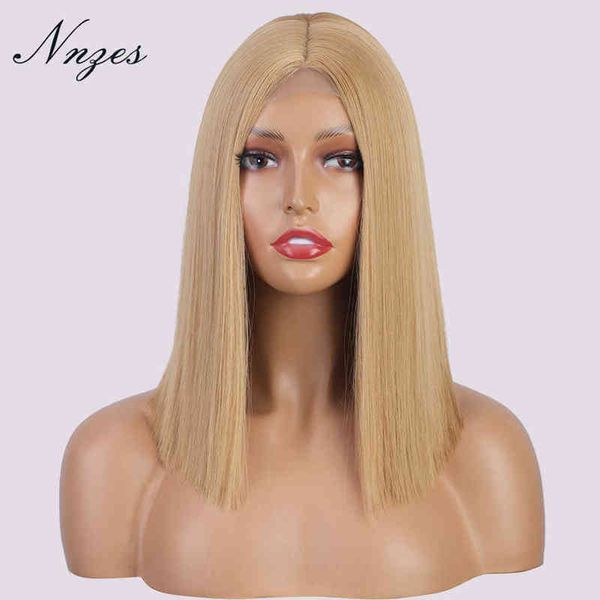 

nnzes short blonde wig synthetic s for black women straight bob middle part brown copper ginger orange cosplay hair 220622