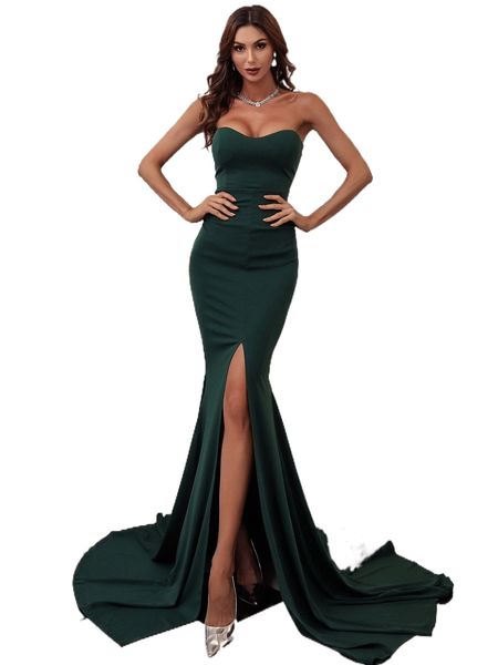 

missord zip back split thigh tube prom dress e5io#, Black;gray