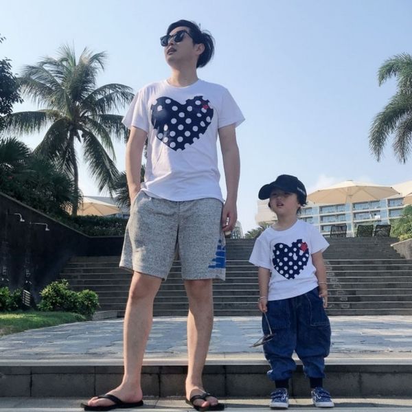 

childrens t-shirts kid t-shirt short sleeve family matching love heart eyes with letters parent-child size 80-150 s-4xl black white new, Blue