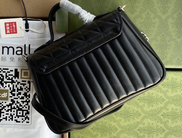 

realfine bags 5a 498110 27cm small handle quilted leather shoulder handbags purse for women with dust bag+box