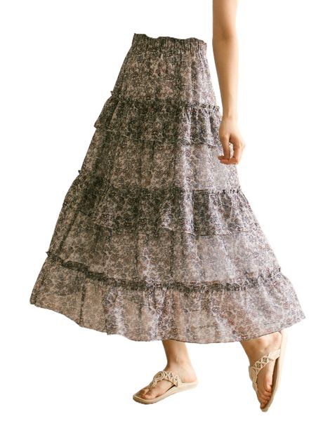 

dazy ditsy floral layered hem skirt y6oz#, Black