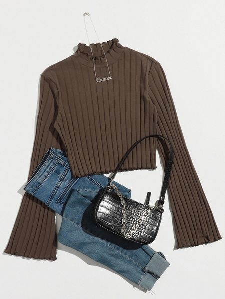 

lettuce trim flounce sleeve tee 85eg#, White