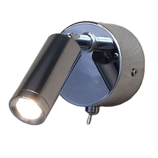 Tokili Lampada da lettura a LED per letto Driver incorporato da 3 W Testa girevole Finitura cromata Focus Lighting Hotel/Residenziale RV/Camper/Yacht/Barca Applique da parete cablata