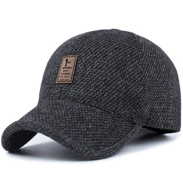 

woolen knitted design winter baseball cap for men women warm casual male outdoor cycling ski hats with earflaps272x, Blue;gray