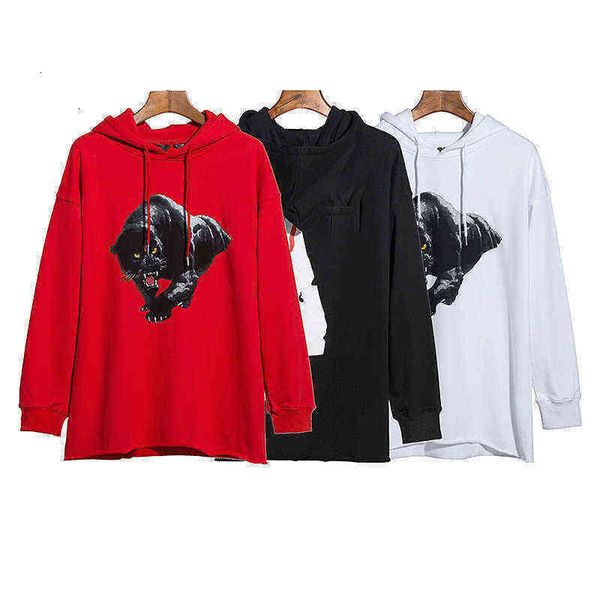 

designer big v hip hop stylist hoodies leopard print scratch loose men's and women's vlones hooded in autumn and winter, Black