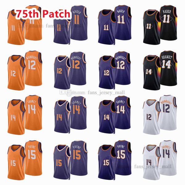 

printed 75th patch city basketball jerseys cameron 15 payne landry 14 shamet abdel 11 nader ish 12 wainright jersey color white purple black, Black;red