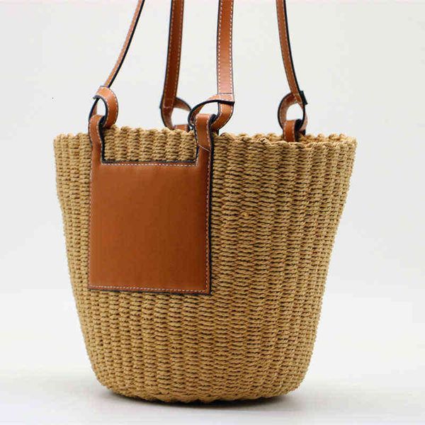

handicraft one shoulder straw woven bag holiday tourism drum women's