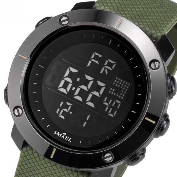 

electronics wristwatches men clocks digital watch sport led shock big dial military watches army strap, Slivery;brown