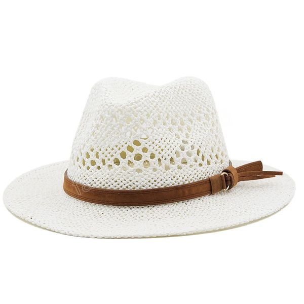 

hollow men raffia straw cowboy hats western beach felt sun hats for women summer jazz hat, Blue;gray