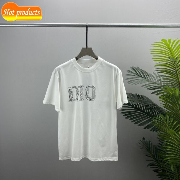 

factory direct selling tide brand clothes wholesale 2022 spring summer mechanical pattern letter casual short sleeve t-shirt men, White;black