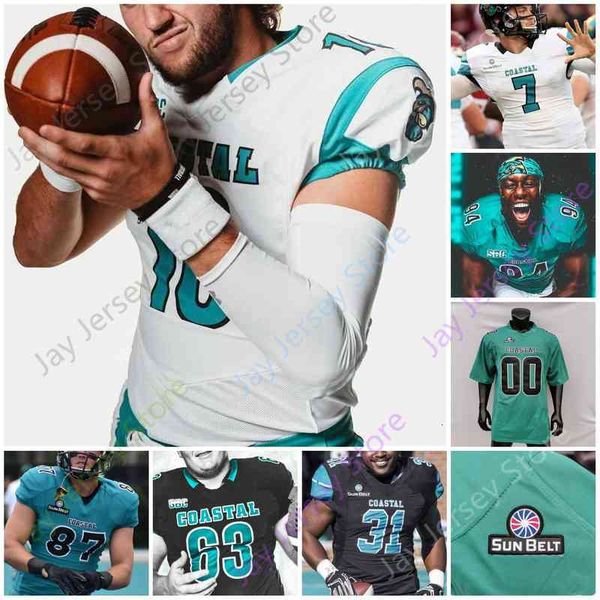 

custom coastal carolina chanticleers football jersey ncaa college grayson mccall cj marable jaivon heiligh isaiah likely kelly brewer gunter, Black