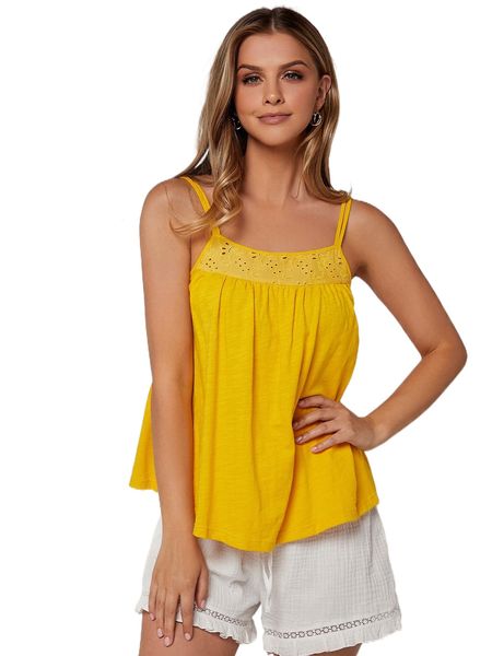 

eyelet embroidered double strap cami 11at#, White