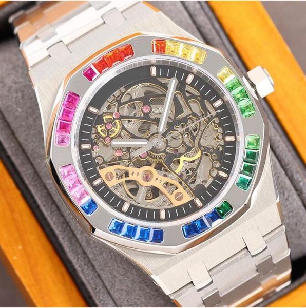 

mens watch automatic mechanical watches 41mm stainless steel silver strap business ladies wristwatches men wristwatch montre de luxe, Slivery;brown