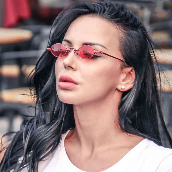 

2021 oval frame metal sunglass fashion punk style sunglass small frame sunglass, White;black