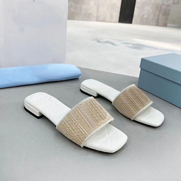 

designer woman embroidered fabric slides slippers mules womens home flip flops casual sandals leather flat slide rubber sole, Black