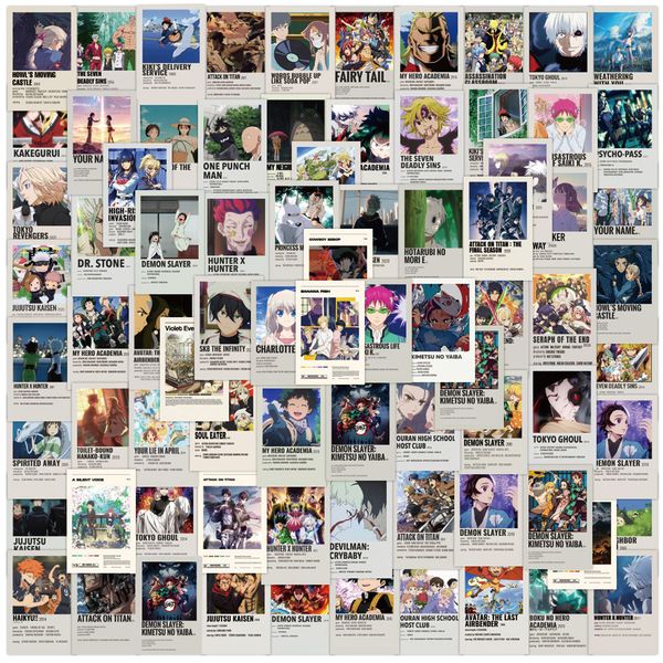 

new waterproof 10/30/50/100pcs anime stickers mix my hero academia demon slayer sticker lapphone luggage guitar car kid toy toon decals stic