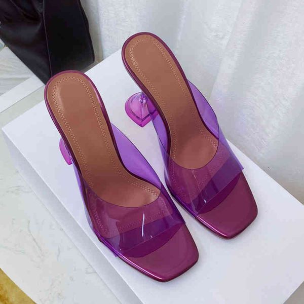 

sandals fairy style transparent sandals autumn square head thin heel crystal high heels women's open toe, Black