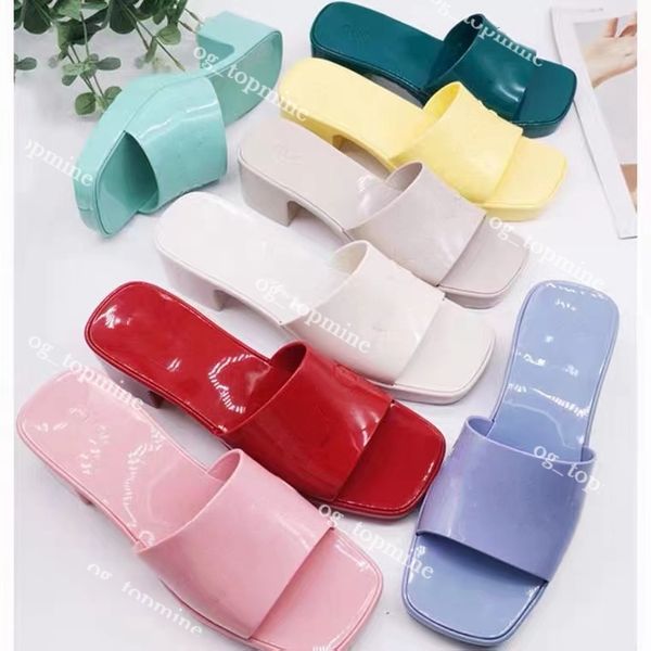 

ladies platform sandals rubber high heels 5.5cm platform pink green candy color outdoor mens beach slippers flip-flops slipper, Black