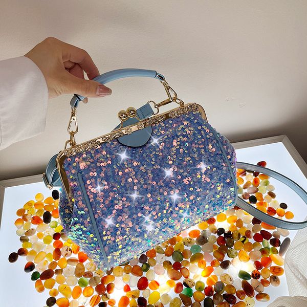 

wholesale factory ladies leather shoulder bags sweet little fresh sequined shell bag street color fashion handbags joker metal buckle handba