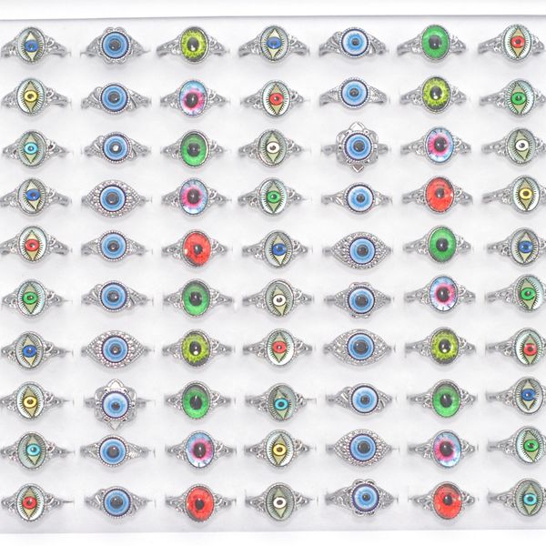 

bulk lots 50pcs colorful devil eye gothic punk vintage rings for women men fashion charm party gift finger jewelry accessories wholesale siz, Golden;silver