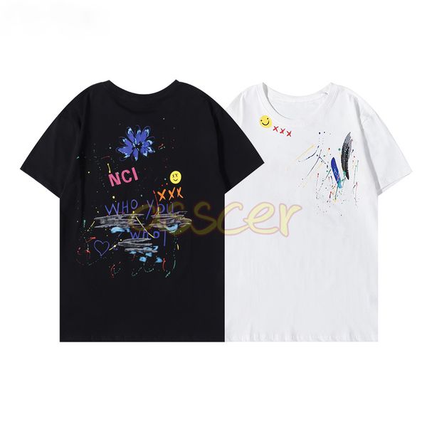 

fashion mens short sleeve t shirts designer smiling face print tees hip hop casual loose t shirt asian size s-2xl, White;black
