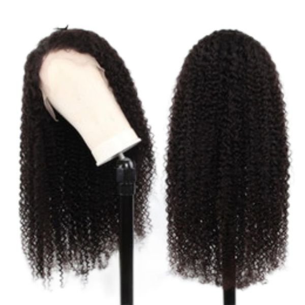 

mongolian full lace kinky curly wigs for women pre plucked 150% density isee hair human hair wigs remy full lace human hair wigs, Black