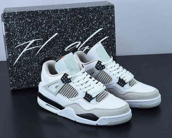 

2022 release jumpman 4 military black basketball shoes white/black-neutral grey authentic quality outdoor trainers sports sneaker