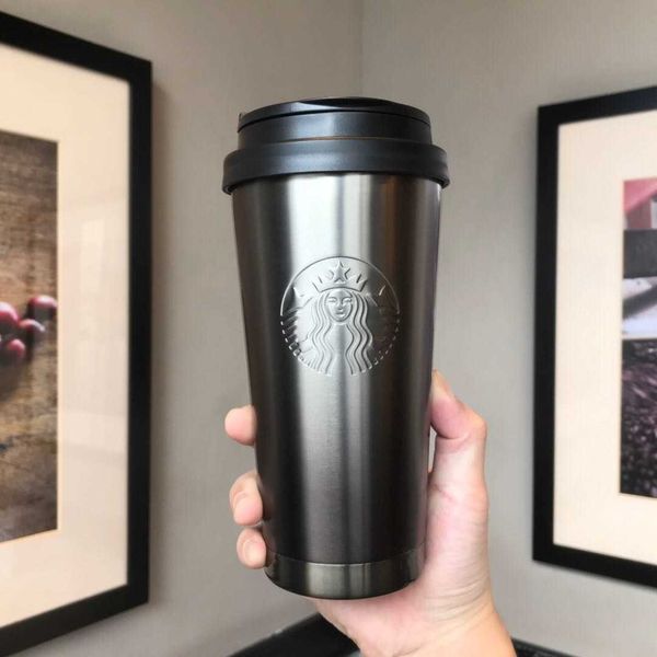 

2020 south korean starbucks cup black gray gradient stainless steel thermos cup water cup 473ml