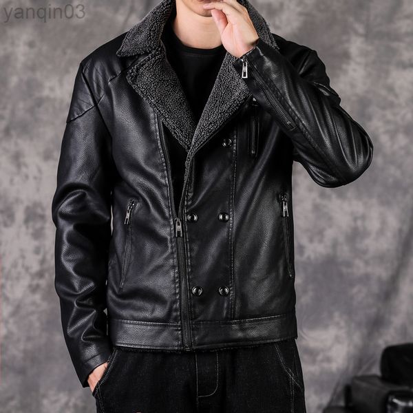 2022 New Spring Autumn Men Men Faux Leather Jacket Roupet Male Vintage Stand Collar Motorcycle Zipper 5XL L220801