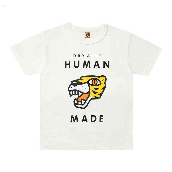 

made human fierce tiger head casual t-shirt, White;black