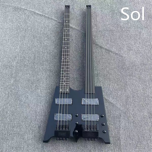 

matte black electric guitar bass 4 string and 4 string