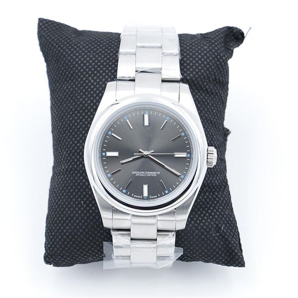 

new automatic gd2813 movement 40mm smooth bezel watch watches stainless steel blue lume dark rhodium dial 114300 mens wristwatches2204, Slivery;brown