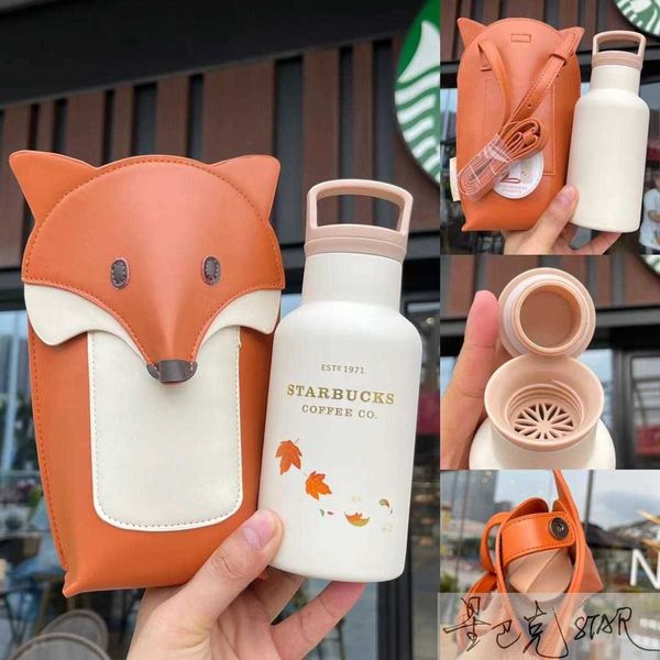 

starbucks cup cute fox 355ml autumn forest thermos with shape cover accompanying