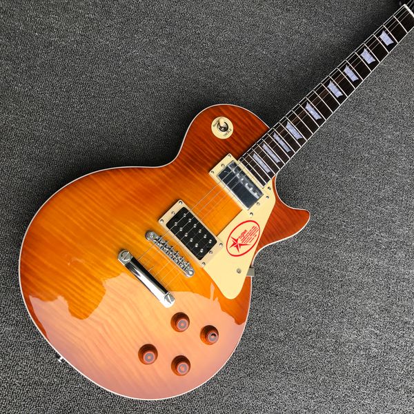 

rosewood fingerboard electric guitar, chrome hardware, honey burst maple red back, solid mahogany body guitar