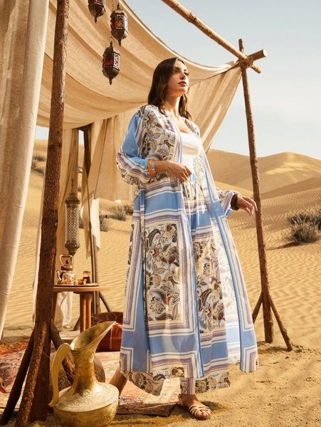 

floral print coat & wide leg pants set f6gy#, White