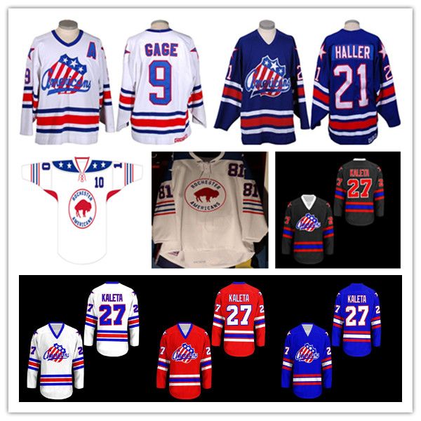 Rochester Americans Hockey Jersey Özel Jody Gage Ukko-Pekka Luukkonen John Peterka Jack Quinn Michael Mersch Arttu Ruotsalainen Ethan Prow Brandon Biro Schuldt