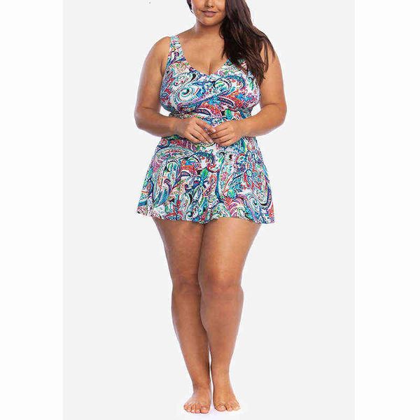

printed large 263402 swimsuit skirt high waist hip covered one-piece, White;black