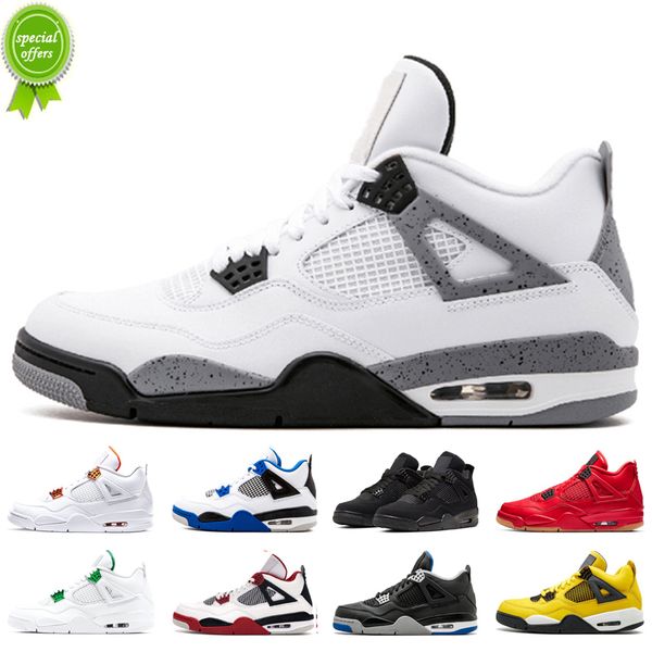 

mens basketball shoes white cement court purple black cat fire red unc 4s neon military blue men women trainers sneakers sports 5.5-13