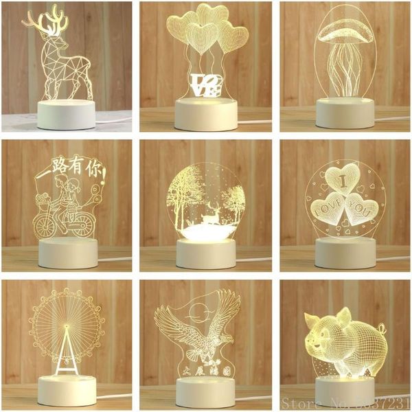 Tischlampen, kreative 3D-Nachtlampe, Acryl, Desktop-Nachtlicht, Jungen und Mädchen, Urlaubsgeschenk, dekoratives Schlafzimmer, Nachttischlampe