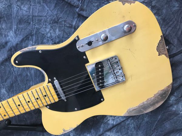 

aged matt yellow tl electric guitar body alder can be customized