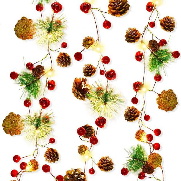 Strings Bateria operada 2m 20leds Fio de cobre Pinecone Berries Fariy Light for Outdoor Christmas Ação de Graças Decorações de Festas Decorações