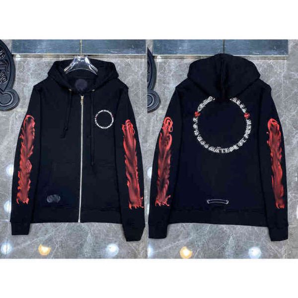 

quality hoodie classic ch zipper autumn winter luxury fashion sweatshirts designer mens sweater horseshoe phantom cross print hooded woman, Black