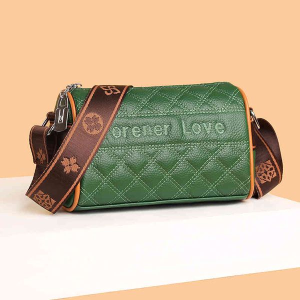 

2022 new korean embroidered bag crossbody small round wide strap popular bucket fashion single shoulder messenger female bags