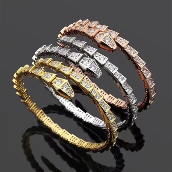 Pultlel bangle bangle tênis jóias jóias feminino bracelete diamante adorável cobra prata rosa rosa cobre prato festeira de casamento namorada serpent bracelete 18k