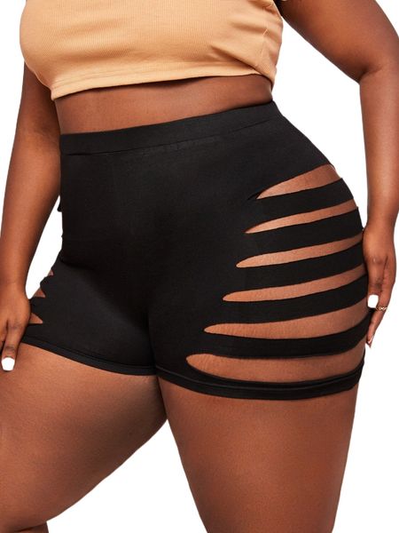 

x niki demar plus cut out side shorts 81os#, Black