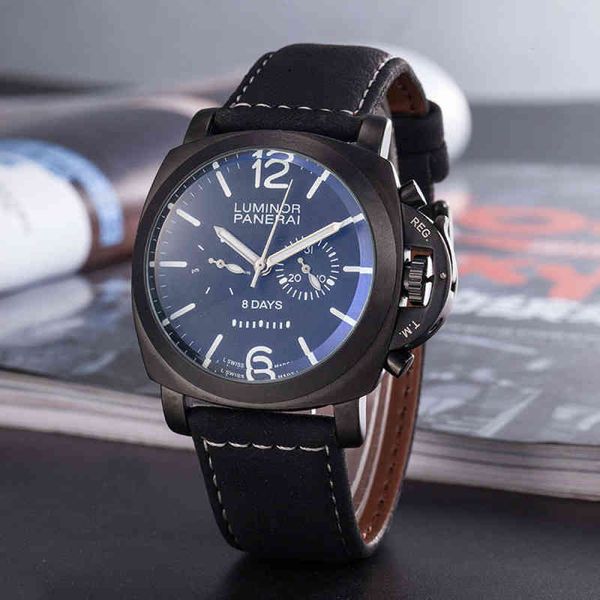 

original panerais watch digital dial mechanical movement leather strap business men's wrist, Slivery;brown