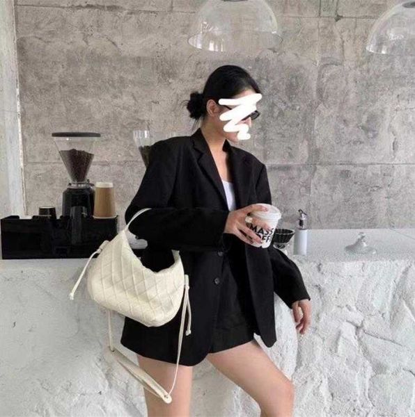 

2021 soft leather diamond plaid women s shoulder bag soft solid color large capacity handbag half moon cross body daily style purse