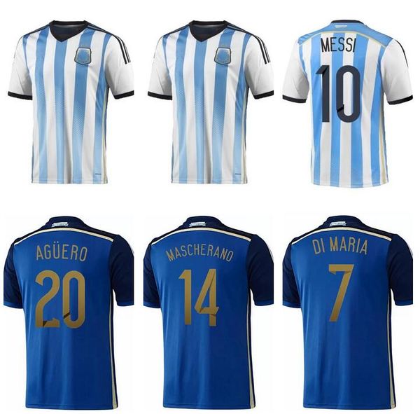 

2014 2015 world cup retro argentina away 10 messis soccer jerseys 14 15 7 di maria 9 higuain 20 aguero 14 mascherano lavezzi football shirt, Black;yellow