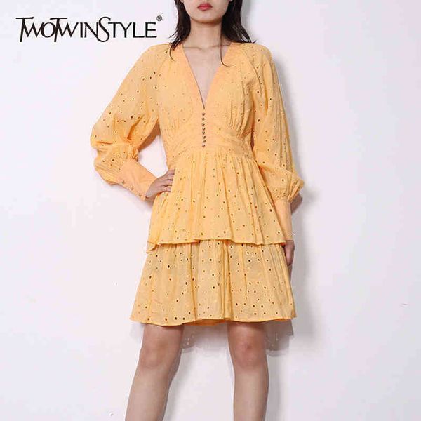 

white elegant midi dresses for women v neck long sleeve high waist patchwork beading female spring 210423, Black;gray