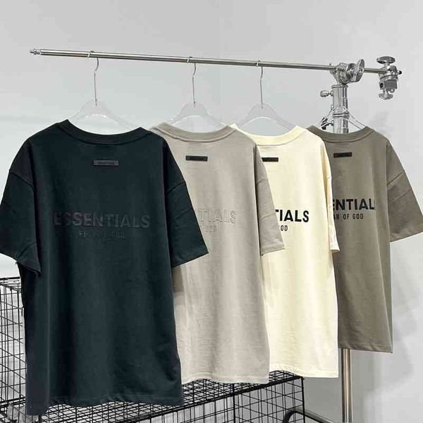 

50% discount multi god fear thread of essentials summer round neck short sleeve back silicone t-shirt backing fashion factory sales, White;black